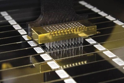 The head of a microarray printer. Microarrays are used in genomics research and contain thousands of molecular probes. New technologies continue to speed up the progress of nutrigenomic research.