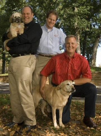 The champions behind LoyallFrank Ziacik (with Sophie), Mark Newcomb and Todd Hall (with Carnegie)are just a few of the hundreds of Cargill Animal Nutrition staff involved in the new product line.