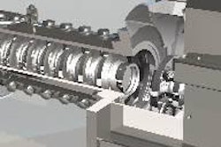 The Kahl Extruder from Amandus Kahl has a die plate that is fitted on a hydraulic piston and can be supplied with steam jacketed barrel housing and friction discs.