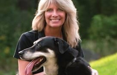 Carol Jones-Adams (shown here with Lucy) and her husband and business partner, Bob Adams, started making cherry-based functional dog treats after using tart cherry concentrate in their own food.
