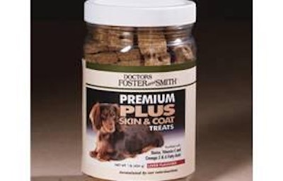 Dr. Foster and Smith's Premium Plus Bites are liver-flavored treats meant to provide an extra boost for dogs already using skin and coat supplements or to help maintain an already healthy coat.