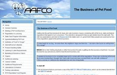 ‘The Business of Pet Food’ explains the need for product registration and/or company licensure at the state level and provides a table of basic state requirements as well as contact information and links for each state feed control office.