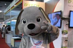 During Victam Asia 2012 in Bangkok, Thailand, a dog mascot directs visitors to the SPF stand to learn about the new Feel Good Program.