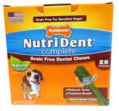 Nylabone products offers Nutri Dent Complete dental treats for dogs, clinically proven to clean teeth and freshen breath even better than weekly brushing, according to the company.