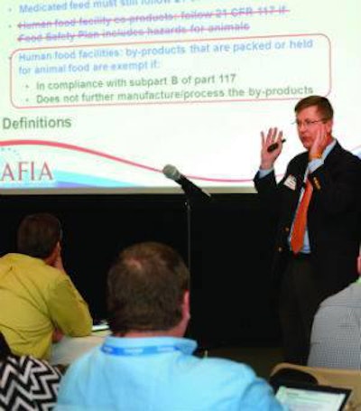 Henry Turlington, AFIA director of quality and manufacturing regulatory affairs, talks compliance at the Food Safety Modernization Act—Building a Foundation for Compliance seminar.