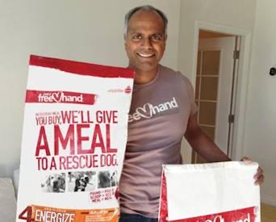 â€œSince our June launch, FreeHandâ€”through our resellersâ€”has supplied more than 16,000 pounds, or 46,000 meals, to homeless dogs in our US market areas,â€ says Tom Bagamane, FreeHand co-founder.