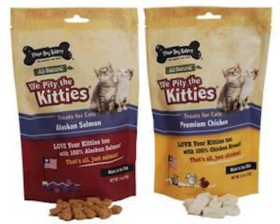 Three Dog Bakery is relaunching We Pity the Kitty treats for cats.