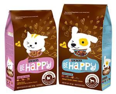 Nestle Purina's Be Happy line includes two varieties of dry food for both dogs and cats.