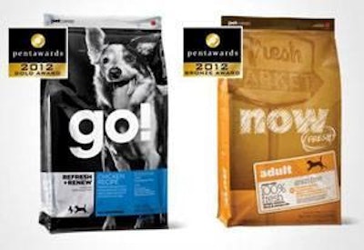 Subplot received a Gold award for GO! packaging and a Bronze award for NOW Fresh packaging the company designed for Petcurean.