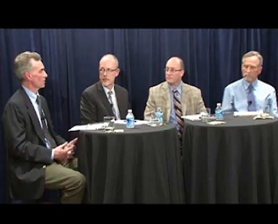 Veterinarians William Flynn, G. Donald Ritter, Randy Singer and Stephen Sutherland address antibiotic use in feed during a recent roundtable discussion.