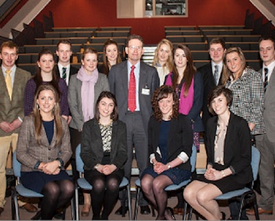 British Poultry Council scholars are congratulated by BPC Chairman John Reed.