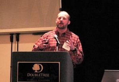 Joseph Moritz, associate professor and state extension specialist, West Virginia University, speaks to attendees at the U.S. Poultry & Egg Association’s Feed Mill Management seminar in Nashville.