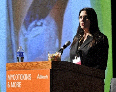 Tim Webb | Elizabeth Santin, Professor, Federal University of Parana, presents during the Mycotoxins & More session at the 29th Alltech Annual International Symposium.