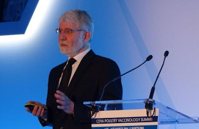 Dr. Yannick Gardin, Ceva Santé Animale, spoke March 15 during the Ceva Poultry Vaccinology Summit in Barcelona. | Benjamín Ruiz