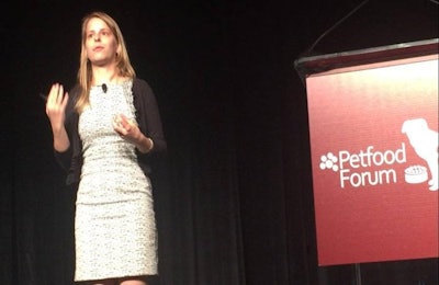 Maria Lange, business group director, pet care, Gfk, speaks at Petfood Forum 2016 on April 19, 2016. | Alyssa Conway