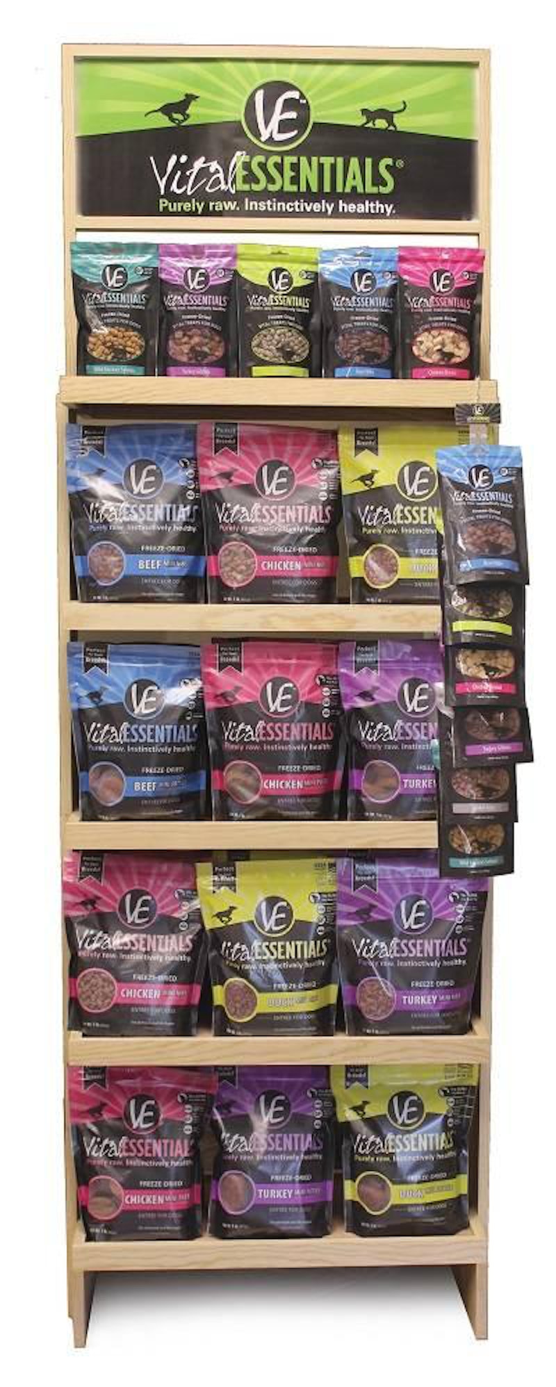 Vital Essentials wooden display racks | PetfoodIndustry