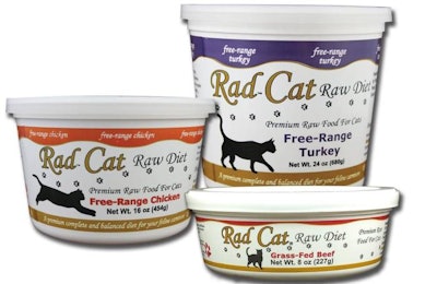 Radagast Pet Food, Inc. announced a voluntary recall of four lots of frozen Rad Cat Raw Diet products, due to the potential to be contaminated with Salmonella and/or Listeria monocytogenes.