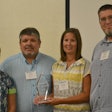 USPOULTRY’s 2016 Clean Water Awards were presented at this year’s Environmental Management Seminar. The winner in the full treatment category is Sanderson Farms’ Kinston, North Carolina, broiler processing plant with (from left) Brenda Flick, manager of environmental; Dwayne Holifield, environmental manager; and Stephanie Shoemaker, manager of environmental services, accepting the award from Brian Kiepper, associate professor, University of Georgia, and a member of the selection committee. | USPOULTRY