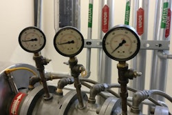 Ideally, the gauges of an extruder’s pressure zone will look approximately like these, and achieving those pressures requires proper maintenance, said Gary Lierz, Extru-Tech service technician during Petfood Technology Workshop Mexico. | photo by Tim Wall