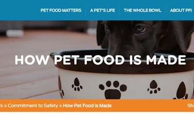 screenshot from Pet Food Institute's website taken April 13, 2017