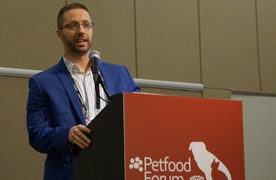 Justin Emig, director of search marketing for digital marketing agency Web Talent Marketing, speaks at Petfood Forum 2017. | Austin Alonzo