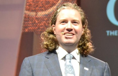 Mark Lyons, Alltech global vice president and head of greater China, discusses global population trends and its impact on agriculture during the Alltech Ideas Conference. | Roy Graber