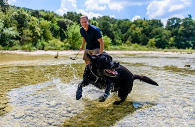 CEO Michael Landa, here with English Labrador Max, believes that pet owners will increasingly demand the same qualities in their pet’s food that they want in their own meals, such as more familiar ingredient panels, sourcing transparency and better overall nutrition. | Nulo Pet Food
