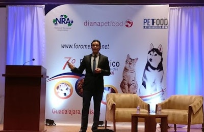 Ivan Franco of Triplethree International, a market research and analysis firm, spoke at the Septimo Foro México sobre Alimento para Mascotas Internacional (Seventh International Mexican Pet Food Forum) in Guadalajara, Jalisco, Mexico. | photo by Tim Wall