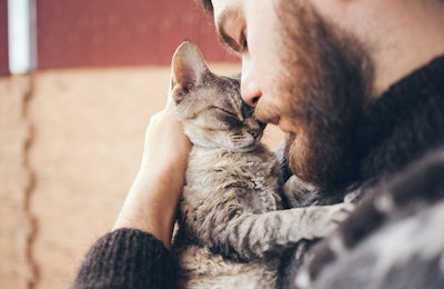 Bearded Man With Cat