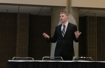 Jared Koerten, senior food analyst for Euromonitor International, at the International Processing and Production Expo in Atlanta, Georgia, USA on January 30, 2018 | photo by Tim Wall