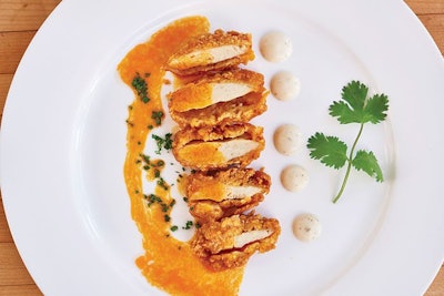 Cultured meat products, like this demonstration chicken product made by Memphis Meats, likely won’t be publicly available for a number of years. | Memphis Meats