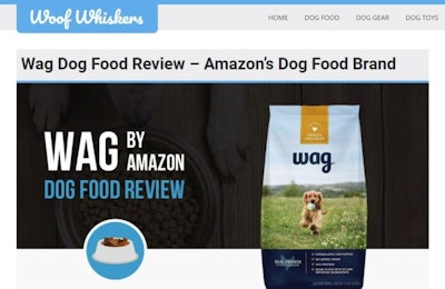 screen image from Woof Whiskers website