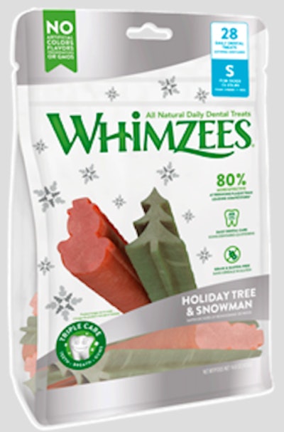 Whimzees seasonally shaped dental chews for dogs