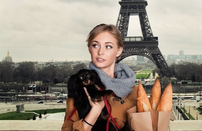 Dog Woman France Europe Eiffel Paris