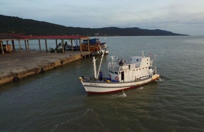 A demonstration boat to promote human rights of workers in the Thai fishing industry, renovated by Nestlé and Thai Union, in Thailand’s Trat Province, December 2017. Photo courtesy: Thai Union