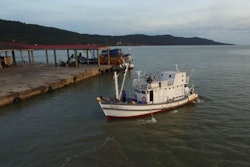 A demonstration boat to promote human rights of workers in the Thai fishing industry, renovated by Nestlé and Thai Union, in Thailand’s Trat Province, December 2017. Photo courtesy: Thai Union