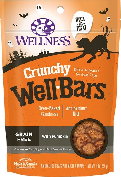 WellPet LLC Wellness Crunchy WellBars Halloween pumpkin grain-free dog treats