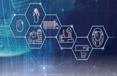 Blockchain can help solve some of the most serious problems facing the food supply chain. | Background: monsitj | Bigstock.com / Graphic: WATT PoultryUSA
