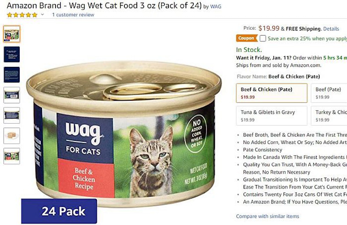 Amazon launches 7 varieties of Wag private label cat food PetfoodIndustry