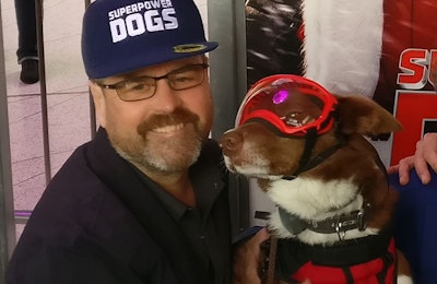 Henry the Border Collie and Ian Bunbury attended the premiere of the IMAX film 'Superpower Dogs' on March 9 in Los Angeles. (Tim Wall)