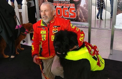 Ferruccio Pilenga and Reef at the premiere of Superpower Dogs. (Tim Wall)