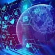 Fintech Icon On Abstract Financial Technology Background .