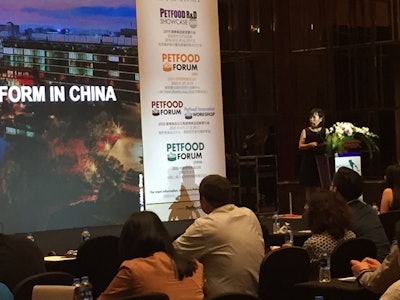 Melody Shu, Tmall Global pet category leader, opened Petfood Forum China 2019. l Debbie Phillips-Donaldson