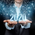 The New Concept 2020 In The Business. Businesswoman Showing 2020