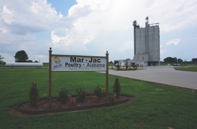 Mar-Jac Poultry LLC’s Spruce Pine, Alabama, feed mill produces 6,500 tons of poultry feed per week or more than 2.3 million tons annually. (Jackie Roembke)