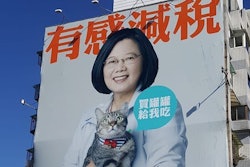 Taiwan’s cat owners might appreciate the new billboard up in Taipei, which features presidential cat Think Think. | Joey Gork, Taiwan News