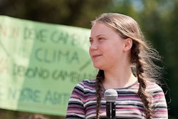 ROME, ITALY - April 19, 2019: Swedish climate activist Greta Thunberg attending Fridays For Future (School Strike for Climate) protest in front of a crowd near the Colosseum. (Daniele Cossu | Bigstock.com)