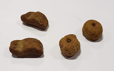 Kibble designed for Bulldogs, on left, and Labrador Retriever, on right. (Tim Wall)