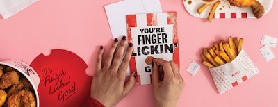 Treat your Valentine with a scratch-and-sniff card from KFC and Moonpig that smells like fried chicken (Moonpig).