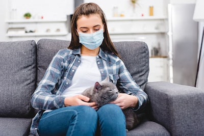 Woman Face Mask Gray Cat Covid Coronavirus Pandemic